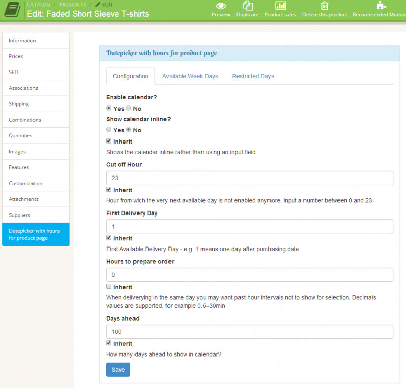 Prestashop per product delivery date (for flower shops or hotels) - Image 4